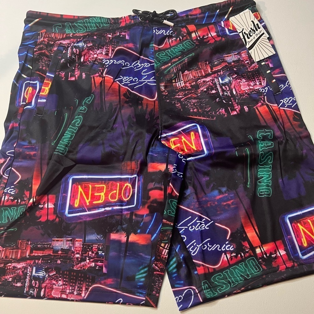 NWT Men's "Fresh Prince of Bel-Air Neon Print Board Shorts (Z)